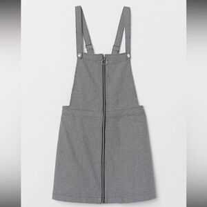 H&M DIVIDED Zip-Front Over-All Gingham Black/White Mini Dress
